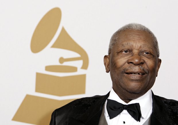 Blues legend B.B. King in February 2009 after winning a Grammy Award for Best Traditional Blues Album for “One Kind Favor.”