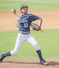 Baseball phenom Mo’ne Davis winds up to make the pitch last Saturday as the Anderson Monarchs took on the local Metropolitan Junior Baseball League team at Glen Allen Stadium at RF&P Park.