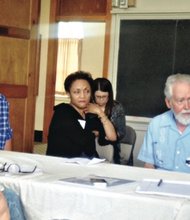 Alumni and guests of the Virginia Students Civil Rights Committee talk about their efforts in Southside Virginia at a 50th anniversary reunion last weekend in Blackstone. Facing the camera, from left, David Nolan, Janet Dewart Bell, Bruce Smith and Scott Marshall. 