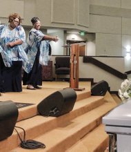 The Ingramettes pay a final tribute to Mrs. Ingram at the service at Saint Paul’s Baptist Church in Henrico County.