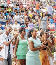 Audience members feel the spirit as the Virginia Aires sing.