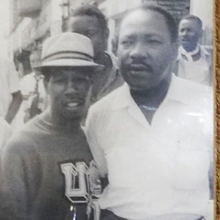 El-Hajj poses with the Rev. Dr. Martin Luther King, Jr. in Chicago.