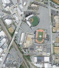 
Aerial view of the 61-acre, city-owned site on the Boulevard where advocates propose to build a children’s hospital. The Diamond baseball stadium, home to the Richmond Flying Squirrels and a prominent feature of the North Side property, is expected to be displaced regardless of the hospital plan outcome. This view was taken before the demolition of city buildings next to Sports Backers Stadium. 
