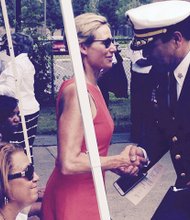 Chicago Mayor Rahm Emanuel's wife Amy Rule and Fire Commissioner Jose Santiago were among Chicagoans honoring fallen black firefighters.