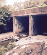 Swastikas and other markings were recently discovered on several Tinley Park, Ill. residences and other properties, including this bridge near 168th and Gaynelle streets.
