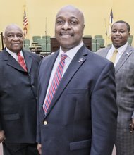 

Three generations of the Stinson family serve as church leaders at Southside Baptist Ministries. From left, they are Dr. Lonnie Stinson, senior pastor; his son, Assistant Pastor Reginald Stinson; and grandson, LeVon Stinson, a coach and choir member.