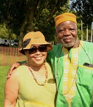 Judge Fredrenna Lyle and fest founder Patrick Woodtor enjoy a moment.