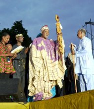 U.S. Rep. Danny Davis (7th Dist.) accepts the title of Grand Baba (father) of the 26th Annual African Festival of the Arts at Washington Park.