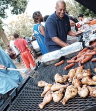 West End neighborhood reunion-Daniel Waller handles the grill. 