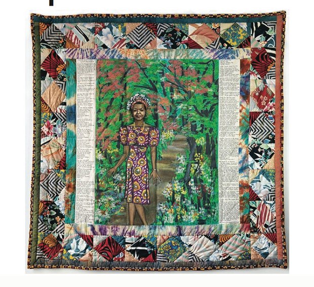 “Maya’s Quilt of Life” by artist Faith Ringgold is expected to bring up to $250,000. Oprah Winfrey commissioned the 1989 piece, an acrylic on canvas with pieced fabric border, for Maya Angelou’s 69th birthday.

