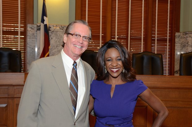Jacquie Baly with Justice Jim Sharp