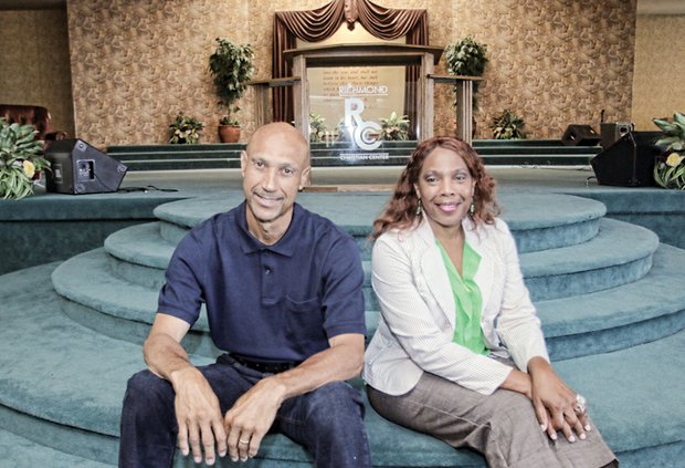 This Aug. 28 photo shows the Rev. Calvin W. Yarbrough and Rhonda Hickman, two of the Richmond Christian Center’s trustees, when they were optimistic about raising the $200,000 the church needs to emerge from bankruptcy. They and a third trustee, Raymond Partridge, now say the church is still $150,000 short.
