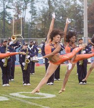 The moves /
Fans attending last Saturday’s rainy showdown between Virginia Union University and Virginia State University at Rogers Stadium in Ettrick got their game on as the stands rocked during the exciting football match. VSU’s Essence of Troy Dancers backed up by the Trojan Explosion Marching Band, pump up the crowd at halftime. 
