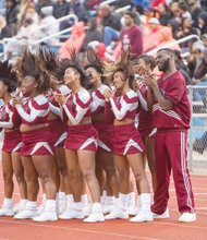 The moves / VUU’s kinetic cheerleading squad, The Rah Rahs, top right, show their spirit on the sidelines.