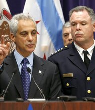 Chicago Mayor Rahm Emanuel, left, and Police Superintendent Garry McCarthy appear at a news conference Nov. 24 to announce the first degree murder charge against police officer Jason Van Dyke in the 2014 shooting death of Laquan McDonald, 17. Mayor Emanuel on Tuesday asked Mr. McCarthy to resign. 