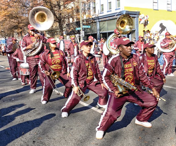 Holiday spirit on parade // The Petersburg High School Marching Band