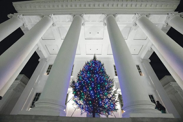 Virginia’s Christmas tree now decorates the South Portico of the State Capitol. Gov. Terry McAuliffe and his wife, First Lady Dorothy S. McAuliffe, lit the tree during a ceremony last Thursday. The Executive Mansion also is decked out for the holidays, with decorations celebrating the state’s woodlands and commemorating the state Department of Forestry’s 100th anniversary. The mansion where the first couple lives is open to visitors for extended hours during the holidays. Details: www.executivemansion.virginia.gov/events/ 