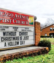Signage at Chicago Avenue Baptist Church on South Side reminds passers-by of the reason for the Christmas season.