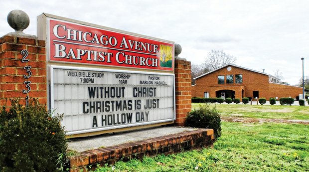 Signage at Chicago Avenue Baptist Church on South Side reminds passers-by of the reason for the Christmas season.