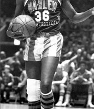 The Harlem Globetrotters’ “Clown Prince of Basketball” at New York’s Madison Square Garden in 1978.