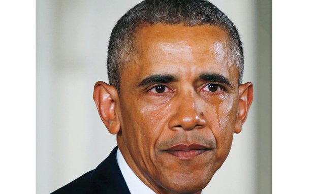 
Tears roll down President Obama’s face Tuesday as he recalls the December 2012 shooting massacre of 20 children and six adults at Sandy Hook Elementary School in Newtown, Conn.
