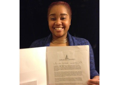 Weeks before the New Year, Woodlawn High School senior Dameatria Washington had good reason to celebrate. Weeks before the New Year, Woodlawn High School senior Dameatria Washington had good reason to celebrate.