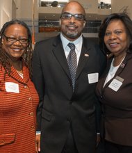 Va. Legislative Black Caucus reception at VMFA // Sen. Locke, left, chair of the Caucus, with incoming Virginia State University President Makola M. Abdullah and Sen. Rosalyn Dance.
