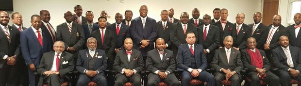 Kappa Alpha Psi pride // Photo by Cleve Packer
Sen. A. Donald McEachin of Henrico County, standing center, joins his brothers of Kappa Alpha Psi Fraternity on Dr. Martin Luther King Jr. Day at the organization’s 8th Annual Virginia Legislative Day at the State Capitol. Fraternity members came from locales across the state, including Richmond, Petersburg and Charlottesville, to attend the event Monday hosted by Sen. McEachin. Brian J. Moran, state secretary of public safety and homeland security, spoke to the men about issues such as civil rights, criminal justice reform and background checks at gun shows. 