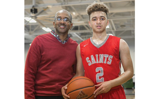 
Proud father Eric Thompson Sr. and his talented son, Eric Jr., show the basketball gene runs strongly in their family