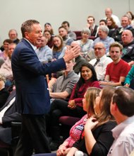 GOP presidential candidate John Kasich speaks Monday at a town hall meeting at the Egyptian Building Auditorium on the VCU Medical Center Campus in Downtown.