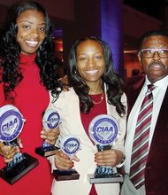 Virginia Union University’s Lady Walker, left, won CIAA Defensive Player of the Year honors, while teammate Kiana Johnson was named CIAA Player of the Year. The awards were announced Monday at a CIAA Tournament luncheon.