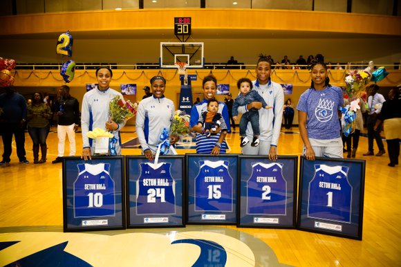 Seton Hall honors seniors at the final regular season game of the season. Seton Hall honors seniors at the final regular season game of the season.