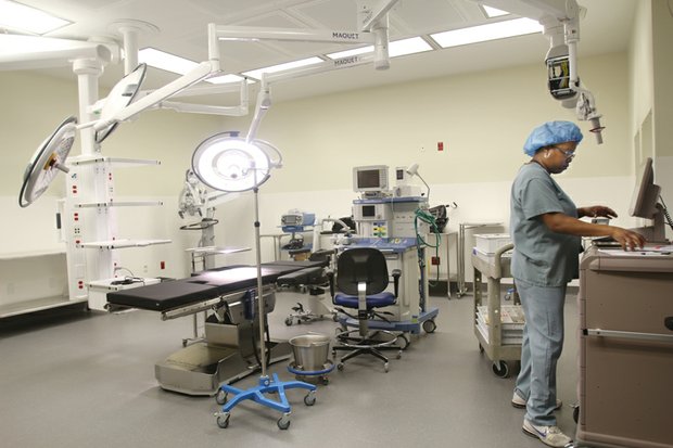 Tomeka Anderson in an operating room in the new outpatient treatment center. Same-day surgeries will be among the offerings.
