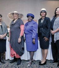 
 A variety of colorful hats highlighted “Hattitude 2016: Hats Off to Women,” an annual awards program hosted by the Cavalier Chapter of the American Business Women’s Association. The luncheon program, held last Saturday at a Henrico County hotel, was in celebration of Women’s History Month. Jean P. Boone, president/publisher of the Richmond Free Press, was among the honorees. Pictured, from left, are honorees Samantha Thompson, founder of Esteem Teens; Thelma Bland Watson, executive director of Senior Connections; Mrs. Boone; ABWA chapter President Sylvia Buffington-Lester; honorees Sharon Oliver, founder and publisher of CEO Magazine, and Elvatrice Belsches, historian and educator; and keynote speaker, Richmond native C. Gail Bassette, Maryland’s secretary of general services. 