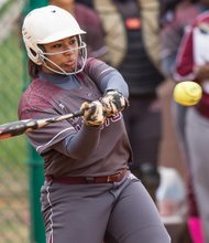 Slugger Taylor Hamilton of Virginia Union University’s softball team led the NCAA Division II last year with 40 RBIs in 27 games, earning CIAA honors. 