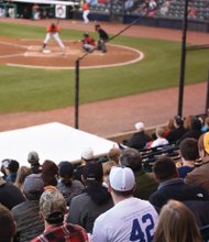 On Friday, the first 1,000 fans were given No. 42 T-shirts to commemorate Jackie Robinson Day in honor of the first African-American to break Major League Baseball’s color barrier in 1947.
