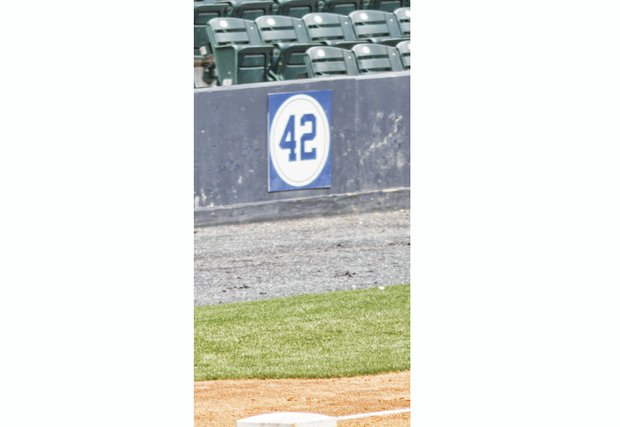 Each year the Flying Squirrels host Jackie Robinson Day at the Diamond. The baseball trailblazer’s No. 42 has a permanent home in right field.