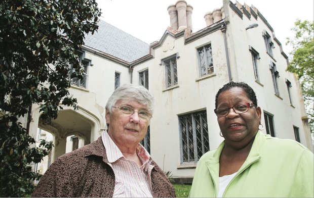 
Sister Maureen Carroll, left, is seeking to rally public support to prevent the sale of a historic Powhatan property with help from volunteers like Joyce Johnson. The women talked about their plans in front of Belmead, the mansion that was once home to St. Emma Military Academy for Boys and has been headquarters for the nonprofit FrancisEmma Inc. that has sought to preserve and protect the property and its history. 