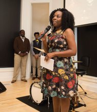 Museum Director Tasha Chambers greets guests at the VIP reception Thursday.