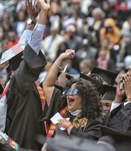 VUU graduates wave to family and friends at Hovey Field.