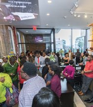 Visitors had time and space during Saturday’s open house to peruse the Transatlantic Conversations exhibit.
