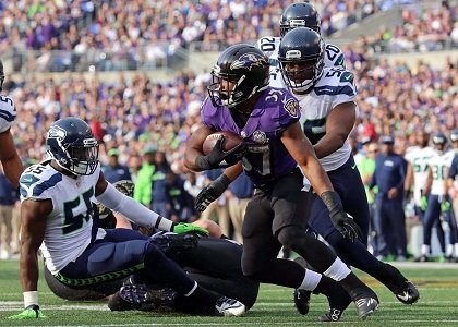 Baltimore Ravens running back Buck Allen saw plenty of play time after Justin Forsett suffered a broken arm against the ... Baltimore Ravens running back Buck Allen saw plenty of play time after Justin Forsett suffered a broken arm against the ...