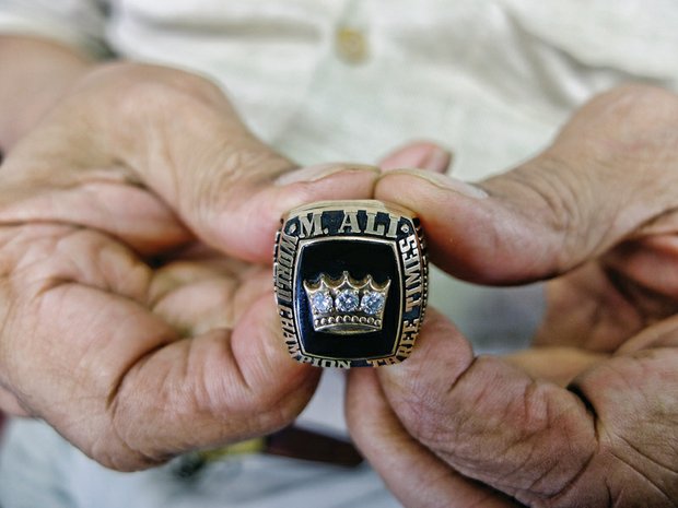 Former Gov. L. Douglas Wilder holds the championship ring that Muhammad Ali gave him when he became the nation’s first elected African-American governor in 1989.