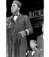 Muhammad Ali speaks at a Nation of Islam convention in Chicago in February 1968.