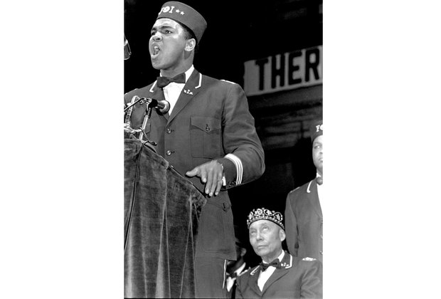 Muhammad Ali speaks at a Nation of Islam convention in Chicago in February 1968.
