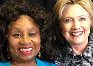 Secretary Hillary Clinton (r) pictured with Jacqueline Jackson (l). Clinton will be the keynote speaker during the International Women’s Luncheon at the 50th annual Rainbow PUSH Coalition Convention at the Hyatt Regency McCormick Place in Chicago. Jackson is chair of the luncheon and wife of the Rev. Jesse L. Jackson, Sr., founder and president of rainbow PUSH. 