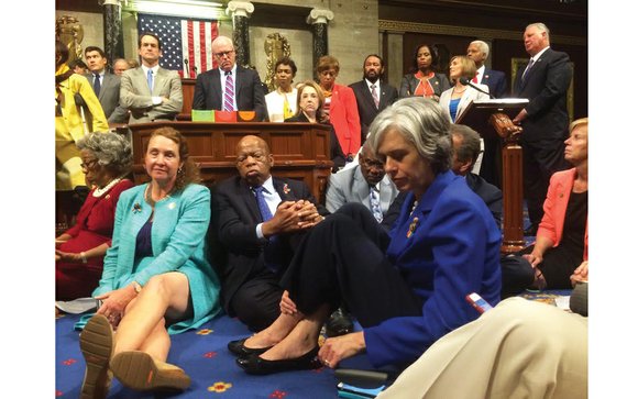 Democratic lawmakers, using 1960s tactics to press their point, staged an surprise sit-in on the floor of the U.S. House ...