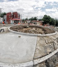 Cityscape // A new traffic circle is taking shape at the Six Points intersection in Highland Park in North Side. The $1.2 million project to improve traffic control has been underway since early January. When complete, it will be one of the biggest roundabouts in the city. It will serve motorists heading east and west on Brookland Park Boulevard, and north and south on Meadowbridge Road. The other streets that meet at this central point are Dill Avenue, which runs northeast, and 2nd Avenue, which is south of the intersection. Pedestrian crosswalks, handicap ramps and landscaping also are to be installed. Traffic lights that have long controlled the flow of cars and trucks have been removed from the intersection. City officials believe the new traffic circle could help eliminate crashes. Traffic accidents at the intersection were rare, however, with only five in the previous three years. Weather delays from snow and heavy rain have delayed the project’s completion. The city is using federal and state funds and its own contribution to cover the project’s cost. 