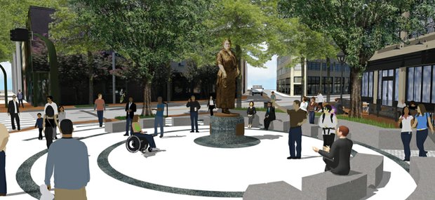 Work on the 6,600-square-foot plaza at Adams and Broad streets for the Maggie L. Walker statue is expected to begin within two months.