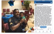 Cpl. Montrell Scott of Baton Rouge, La., shows off his young son in a photo posted on Facebook with the emotional message expressing his concern and frustration about police and African-Americans written just a week before he was shot and killed in a police ambush.